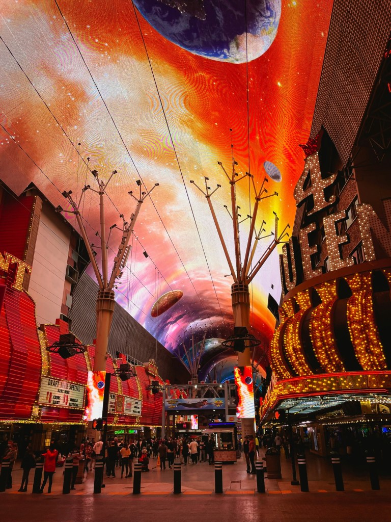 Fremont Street Experience LED canopy and nightlife in downtown Las Vegas